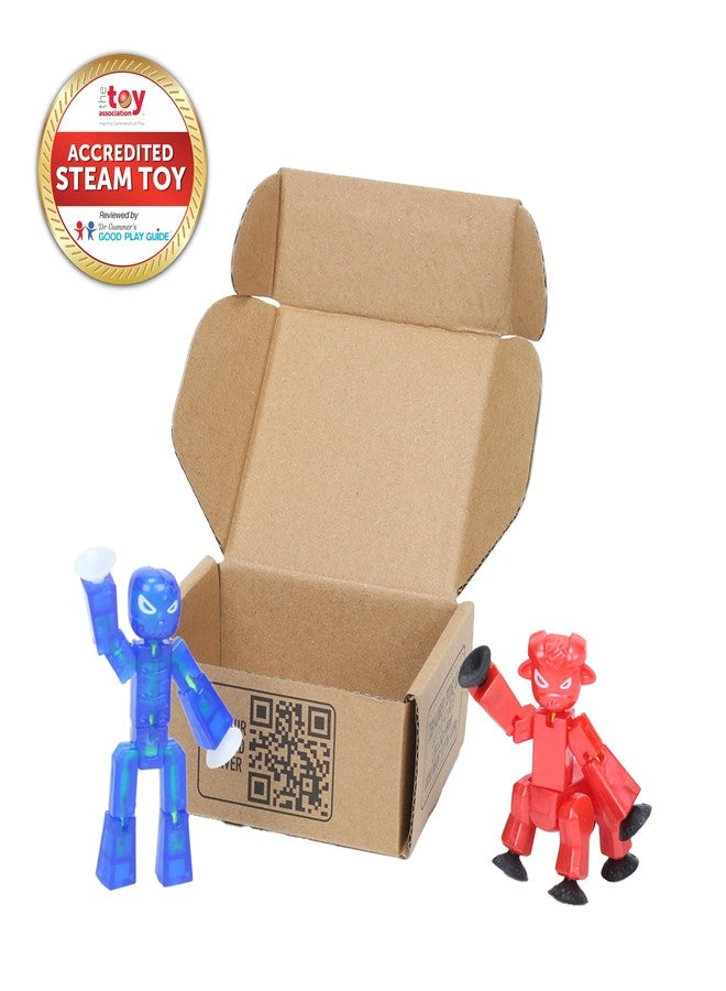 Zing StikBot Dual Pack - Includes 2 StikBots - Collectible Action Figures, Stop Motion Animation, Ages 4 and Up (Indigo Clear Blue (Grim) + Red Chrome (Kyron)) - Image 2